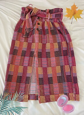 #ad Topshop Multicoloured Jacquard Midi Skirt US 10 $98.00