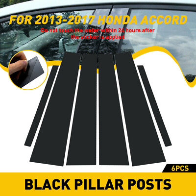 #ad Black Pillar Posts For Honda 2013 2017 Accord 6pcs Cover Door Trim Window Decal $12.34