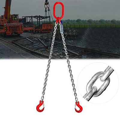 #ad Chain Sling Double Leg with Grab Hooks for Lifting 3 Ton Capacity G80 Mn Steel $48.57