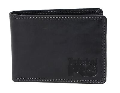#ad Timberland PRO Men#x27;s Leather RFID Wallet with Removable Flip Pocket Card $29.99