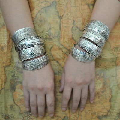 #ad 1pc Antique Tibetan Silver Cuff Bracelets Metal Vintage Bangles Women Fashion Je $13.15