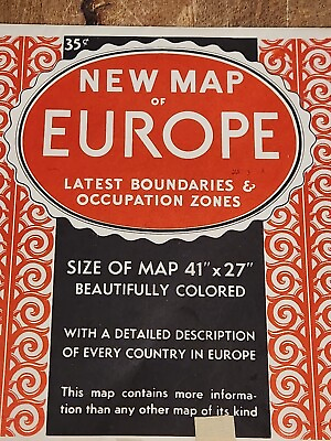 #ad NEW MAP OF EUROPE LATEST BOUNDARIES and Occupation Zones $21.47