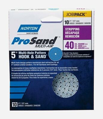 #ad Norton ProSand Multi Air Hookamp;Loop 5quot; SANDING DISC 40 Grit Hole 10pk 07660703225 $20.12