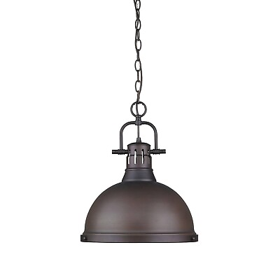 #ad Duncan 1 Light Rubbed Bronze Pendant with Chain by Golden Lighting $79.80