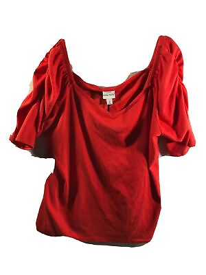 #ad Ava amp; Viv Blouse Shirt Top Womens Plus Size 2X Cotton Red NWT $27.77