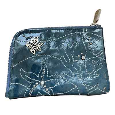 #ad Brighton Island Breeze Fish Coral Starfish Crystal Embellishment Blue Wallet $25.00