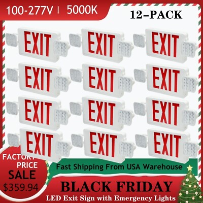 #ad 12PC Exit Signs for Business with Battery Backup Emergency LED Exit Light Combo $339.00