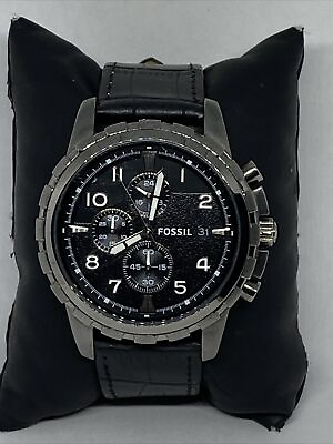 #ad Fossil Dean FS4721 Men#x27;s Black Leather Analog Dial Quartz Genuine Watch UC723 $39.99