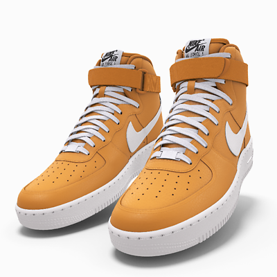 #ad $250 NIB NEW NIKE Air Force 1 Premium Orange Custom Leather High Top BB Shoes $250.00