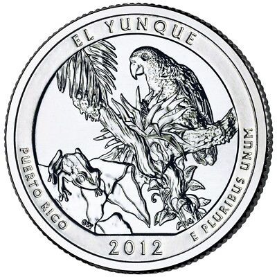 #ad 2012 El Yunque D NP Quarter. ATB Series Uncirculated From US Mint roll. $2.59