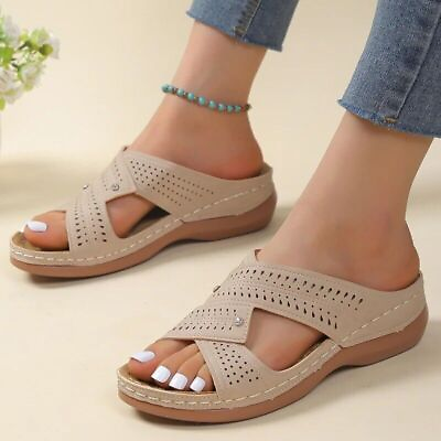 #ad Women Orthopedic Mules Sandals Summer Slippers Comfy Open Toe Flat Shoes Size US $19.07