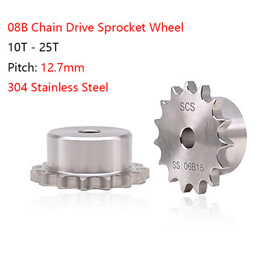 #ad 08B Chain Drive Sprocket Wheel 10T 25T Teeth Pitch 12.7mm 304 Stainless Steel $60.14