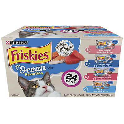#ad Purina Friskies Ocean Favorites Wet Cat Food Variety Pack 5.5 oz Cans 24 Pack $18.61