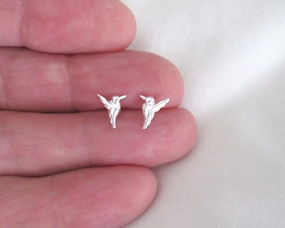 #ad Sterling Silver 8mm delicate Hummingbird post stud earrings. $12.82