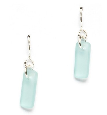 #ad Sterling Silver Seaglass Earrings Pale Aqua. Handmade. $16.95