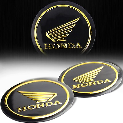 #ad 2x 2quot; 3D Logo Emblem Decal Fairing Gas Tank Sticker for Honda BlackChromed Gold $12.99