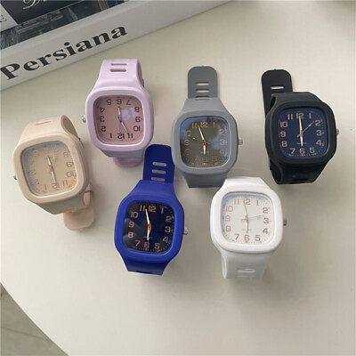 #ad Student Square Watch Fashion Watch Digital Pointer Watch Ladies Silicone Watches $3.12