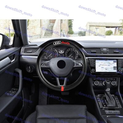 #ad 15quot; Diameter Car Steering Wheel Cover Carbon Synthetic Leather For all AUDI New $25.31