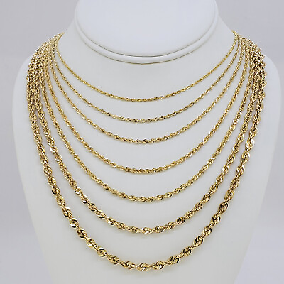 #ad 10K Yellow Gold 1.5mm 6.5mm Laser Diamond Cut Rope Chain Necklace 16quot; 30quot; $296.26