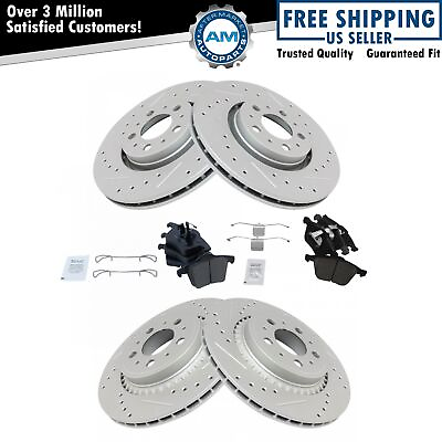 #ad Performance Drilled Slotted Brake Rotor amp; Ceramic Pad Front amp; Rear Kit $227.72