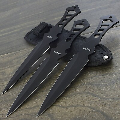 #ad 3 PC NINJA KUNAI 7.5quot; STEEL COMBAT THROWING KNIVES SET w SHEATH Tactical Knife $10.95