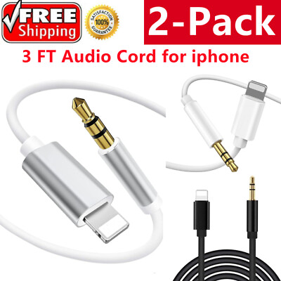 #ad #ad 2 Pack For iPhone Audio Cable Adapter 8 Pin to 3.5mm AUX Audio Car Adapter Cord $5.99