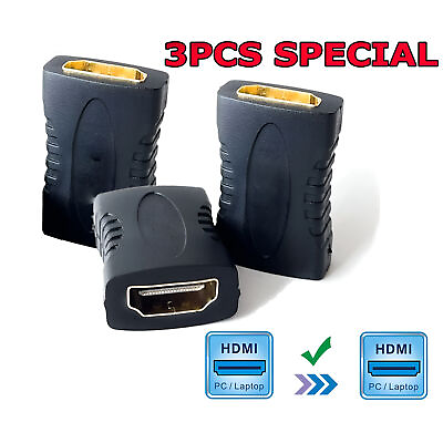 #ad 3X HDMI Female To Female Extender Adapter Coupler Connector F F HDTV 1080P 4K $3.29