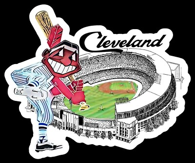 #ad Cleveland Indians MAGNET Municipal Stadium Vintage Chief Wahoo MLB Baseball $5.55