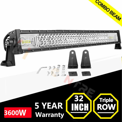#ad 32 Inch LED LIGHT BAR Tri Row Spot Flood Combo Truck Offroad 4WD ATV SUV Light $37.99