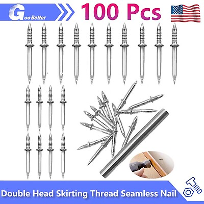 #ad 100 Pcs Double Head Skirting Thread Seamless Nail Metal Skirting Line Marks Nail $8.89