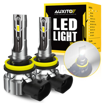 #ad AUXITO H11 LED Headlight Kit High Low Beam 500% Super Bright 6500K White Bulbs $22.58