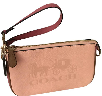 #ad Coach Nolita Leather Wrist Purse Strap Handle Zipper Pink Blush New $68.00