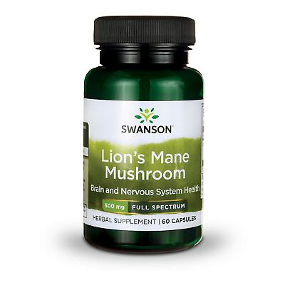 #ad Swanson Herbal Supplement Lion#x27;s Mane Mushroom 500 mg 60 Capsule $11.49