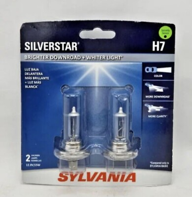 #ad Sylvania Silverstar H7 2 Halogen Lamps 12.8V 55W Brighter Downroad NEW $24.99