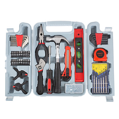 #ad 132 Pieces Tool Kit with Carrying Case Essential Hand Tool Set for Home $28.99