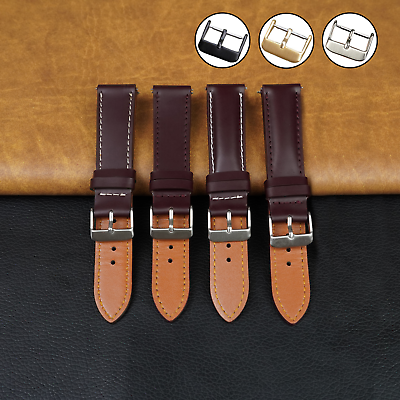 #ad Burgundy Full Grain Leather Watch Bands Men Quick Release Man Straps $16.19