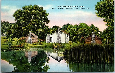#ad 1940 Linen Postcard Huntsville TX Texas Sam Houston Home $5.79