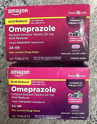 #ad 2x Amazon Omeprazole Delayed Release 42 Tabs Each 20 Mg Acid Reducer BRAND NEW $19.99