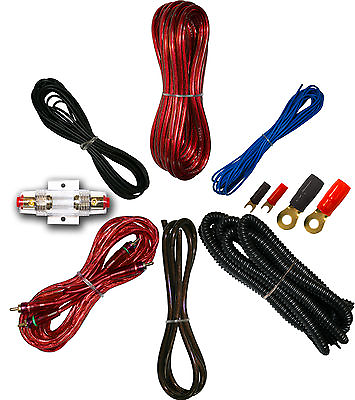 #ad 4 Gauge Amplfier Power Kit for Amp Install Wiring Complete RCA Cable RED 3000W $24.64