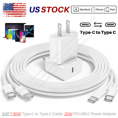 #ad 2 Pack 20W Type C Fast Charger Block Adapter PD Cable For iPad Pro Air Samsung $13.82