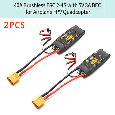 #ad 2PCS 40A Brushless ESC Electronic Speed Controller XT60 Plug w 3.5MM Banana Head $11.14