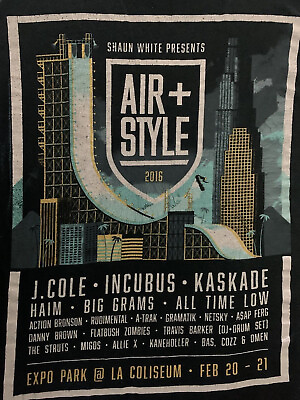 #ad Air amp; Style Festival 2016 Los Angeles T Shirt Black Medium J. Cole Incubus Haim $12.99