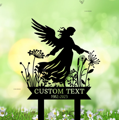#ad Personalized Angel Memorial Stake Angel Grave Marker Angel Memorial Plaque $34.89