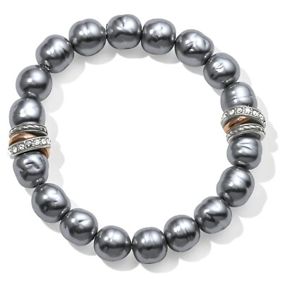 #ad Brighton Neptune#x27;s Rings Gray Pearl Stretch Bracelet New with Tag $78 $46.79