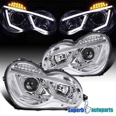 #ad Fits 2001 2007 Benz W203 C Class Projector Headlights W LED Signal Lamps Pair $223.18
