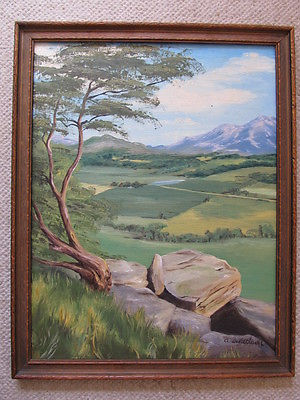 #ad AMERICAN PLEIN AIR OIL PAINTING SIGNED SWEETLAND LANDSCAPE ANTIQUE FRAME TREE $700.00