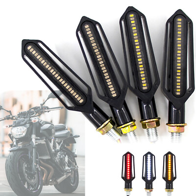 #ad 24 LED Motorcycle Sequential Flowing Turn Signal Indicator Lights DRL Brake Lamp $18.99