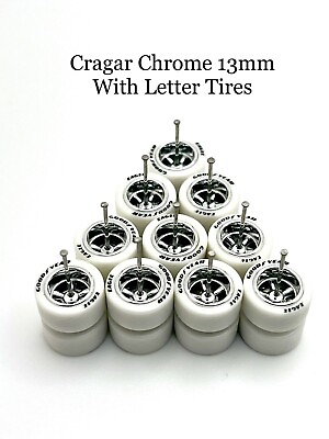 #ad 5x Chrome Cragar 13 13mm Wheels w Lettered White Rubber Tires 1 64 H0T Wheelz $25.00