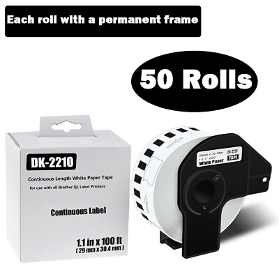 #ad 50Rolls 29mm x 30.48m Continuous Paper Label DK 2210 Fits for Brother QL 1110NWB $227.99