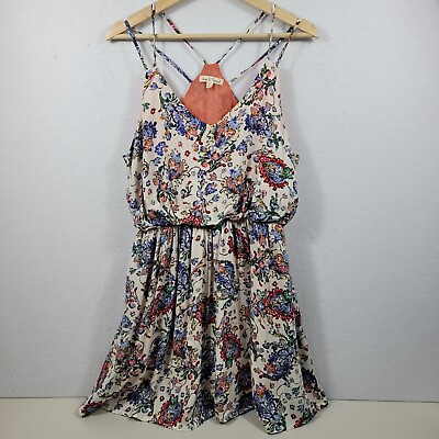#ad Hem amp; Thread Women#x27;s Small Blouson Dress Strappy Floral Elastic Waist Lined $16.38